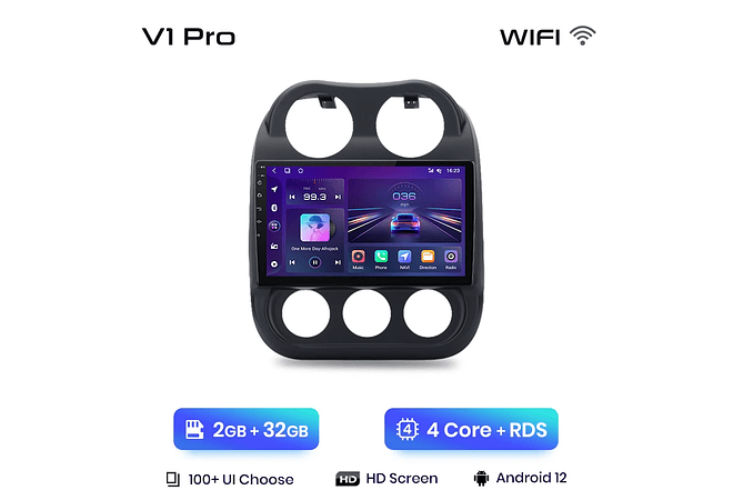 RD009 Android Jeep compass patriot 2010-2016 1GB a 8GB RAM e 16GB a 128GB ROM com ou sem Carplay