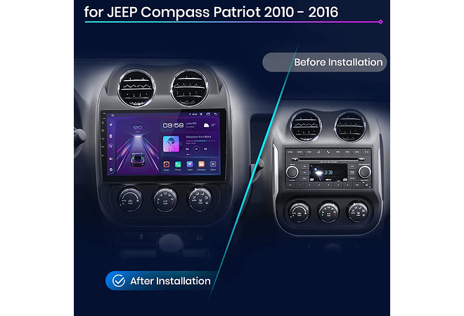 RD009 Android Jeep compass patriot 2010-2016 1GB a 8GB RAM e 16GB a 128GB ROM com ou sem Carplay
