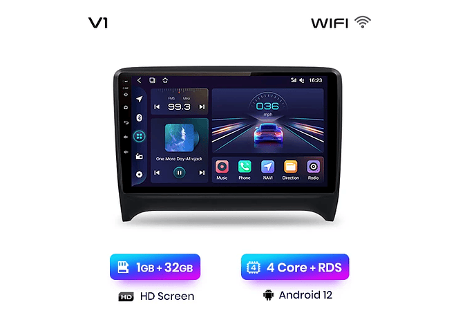 RD010 Android Audi TT mk2 8j 2006-2014 1GB a 8GB RAM e 16GB a 128GB ROM com ou sem Carplay