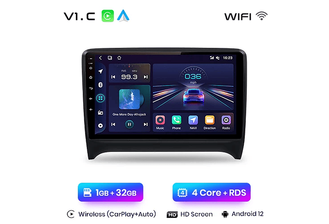 RD010 Android Audi TT mk2 8j 2006-2014 1GB a 8GB RAM e 16GB a 128GB ROM com ou sem Carplay