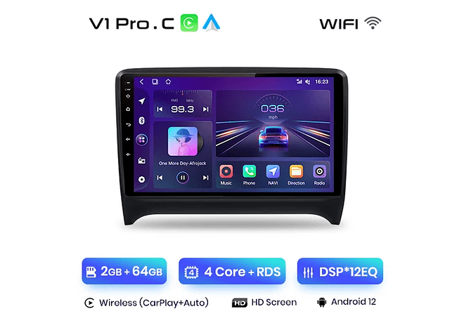 RD010 Android Audi TT mk2 8j 2006-2014 1GB a 8GB RAM e 16GB a 128GB ROM com ou sem Carplay