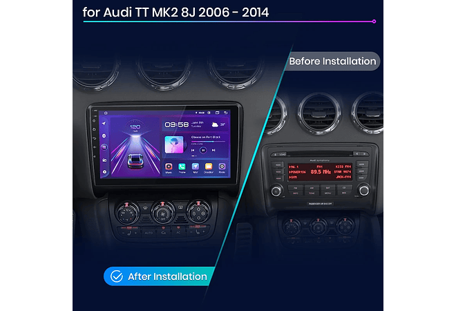 RD010 Android Audi TT mk2 8j 2006-2014 1GB a 8GB RAM e 16GB a 128GB ROM com ou sem Carplay