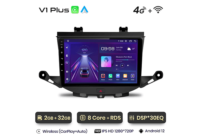 RD011 Android Opel ASTRA K 2015-2019 1GB a 8GB RAM e 16GB a 128GB ROM com ou sem Carplay