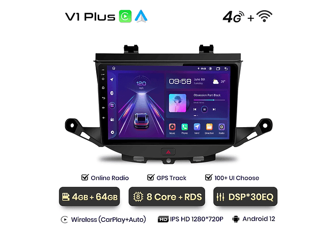 RD011 Android Opel ASTRA K 2015-2019 1GB a 8GB RAM e 16GB a 128GB ROM com ou sem Carplay