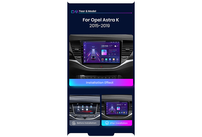 RD011 Android Opel ASTRA K 2015-2019 1GB a 8GB RAM e 16GB a 128GB ROM com ou sem Carplay