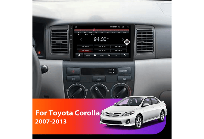 RD012 Android Toyota Corola e130 e120 2007-2012 1GB a 8GB RAM e 16GB a 128GB ROM com ou sem Carplay