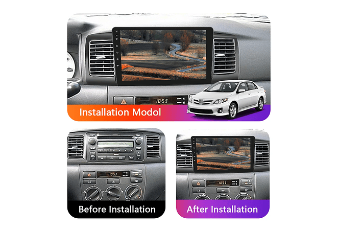 RD012 Android Toyota Corola e130 e120 2007-2012 1GB a 8GB RAM e 16GB a 128GB ROM com ou sem Carplay