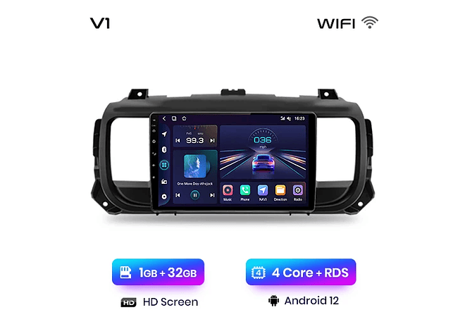 RD015 Android Peugeot expert 3 citroen jumpy 3 espaçador 2016-2021 1GB a 8GB RAM e 16GB a 128GB ROM com ou sem Carplay