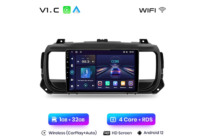 RD015 Android Peugeot expert 3 citroen jumpy 3 espaçador 2016-2021 1GB a 8GB RAM e 16GB a 128GB ROM com ou sem Carplay