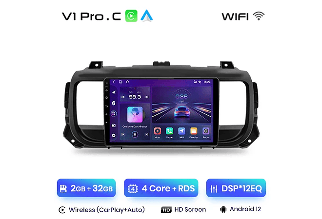 RD015 Android Peugeot expert 3 citroen jumpy 3 espaçador 2016-2021 1GB a 8GB RAM e 16GB a 128GB ROM com ou sem Carplay