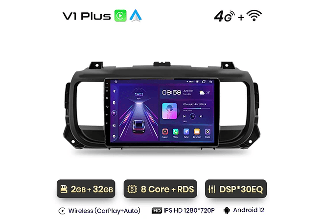 RD015 Android Peugeot expert 3 citroen jumpy 3 espaçador 2016-2021 1GB a 8GB RAM e 16GB a 128GB ROM com ou sem Carplay