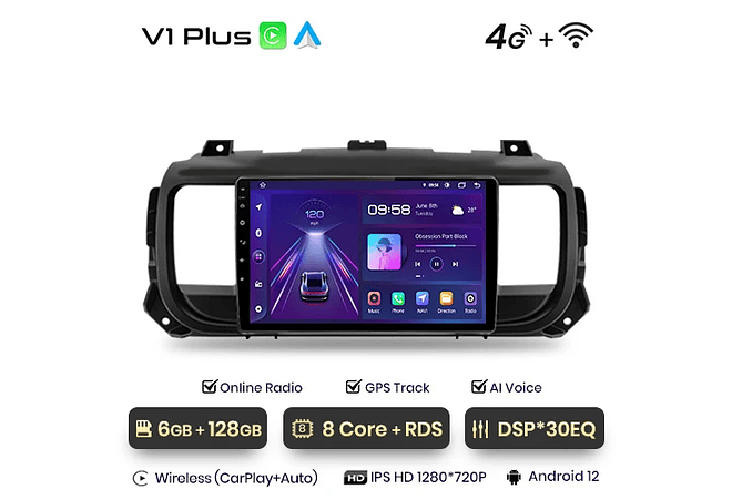 RD015 Android Peugeot expert 3 citroen jumpy 3 espaçador 2016-2021 1GB a 8GB RAM e 16GB a 128GB ROM com ou sem Carplay