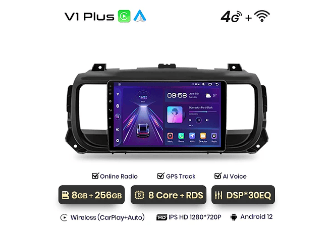 RD015 Android Peugeot expert 3 citroen jumpy 3 espaçador 2016-2021 1GB a 8GB RAM e 16GB a 128GB ROM com ou sem Carplay