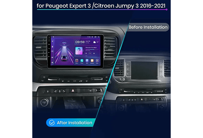RD015 Android Peugeot expert 3 citroen jumpy 3 espaçador 2016-2021 1GB a 8GB RAM e 16GB a 128GB ROM com ou sem Carplay