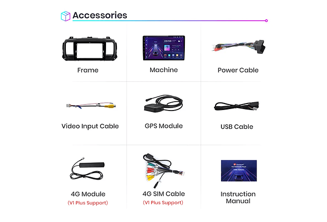 RD015 Android Peugeot expert 3 citroen jumpy 3 espaçador 2016-2021 1GB a 8GB RAM e 16GB a 128GB ROM com ou sem Carplay