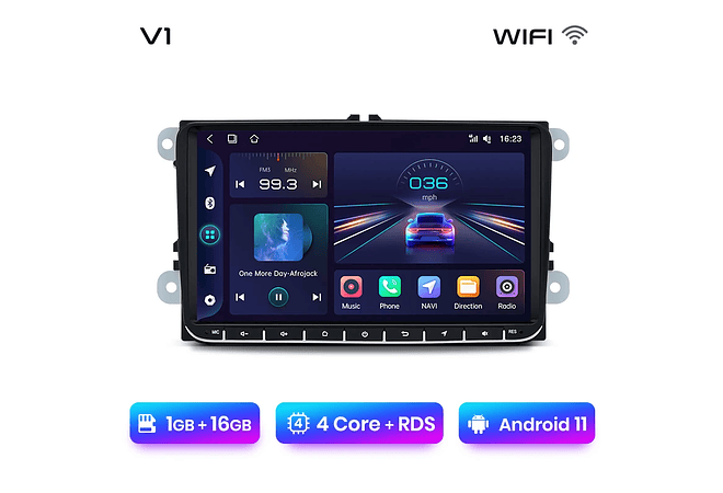 RD016 Android Volkswagen volkswagen seat leon passat b6 b7 cc skoda octavia polo golf 5 6 touran tiguan 1GB a 8GB RAM e 16GB a 128GB ROM com ou sem Carplay