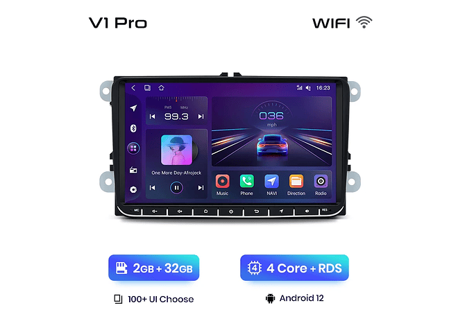 RD016 Android Volkswagen volkswagen seat leon passat b6 b7 cc skoda octavia polo golf 5 6 touran tiguan 1GB a 8GB RAM e 16GB a 128GB ROM com ou sem Carplay