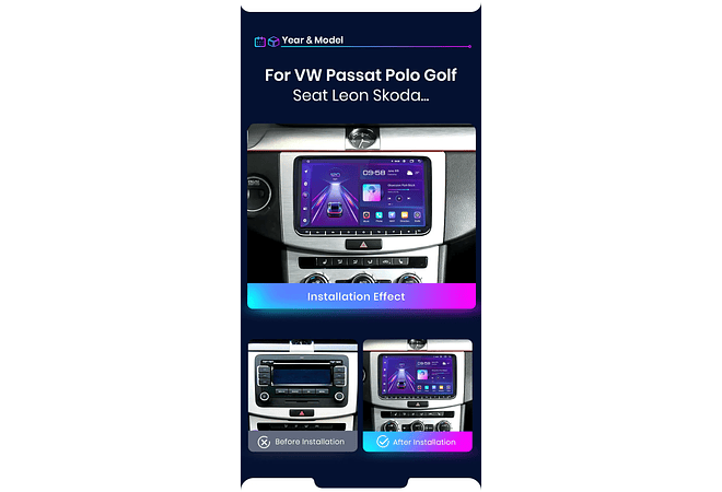 RD016 Android Volkswagen volkswagen seat leon passat b6 b7 cc skoda octavia polo golf 5 6 touran tiguan 1GB a 8GB RAM e 16GB a 128GB ROM com ou sem Carplay