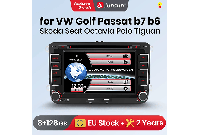 RD018 Android Volkswagen golf passat b7 b6 skoda assento octavia polo tiguan 1GB a 8GB RAM e 16GB a 128GB ROM com ou sem Carplay