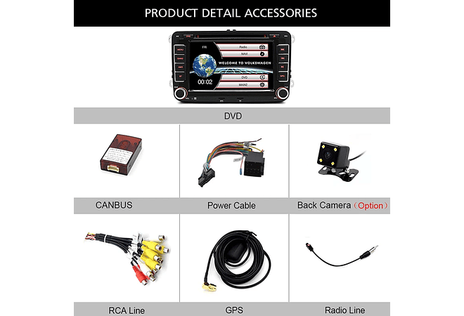 RD018 Android Volkswagen golf passat b7 b6 skoda assento octavia polo tiguan 1GB a 8GB RAM e 16GB a 128GB ROM com ou sem Carplay