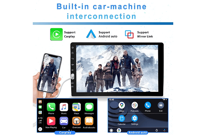 RD017 Auto rádio 1 din universal 9 polegadas com carplay e android auto 