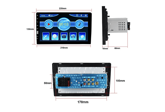 RD017 Auto rádio 1 din universal 9 polegadas com carplay e android auto 