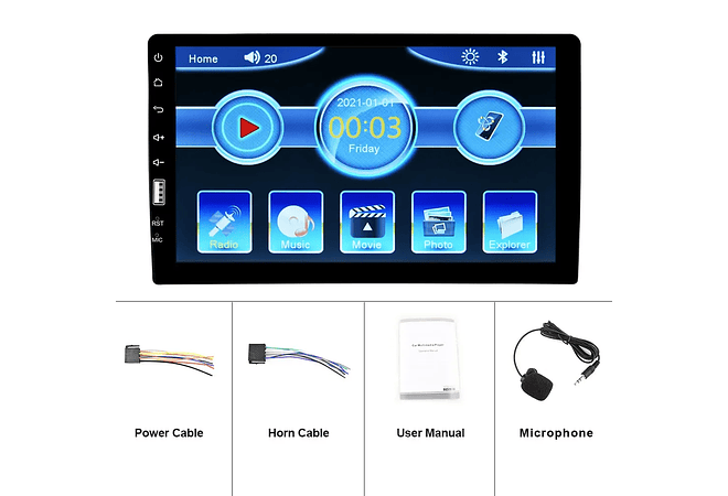 RD017 Auto rádio 1 din universal 9 polegadas com carplay e android auto 