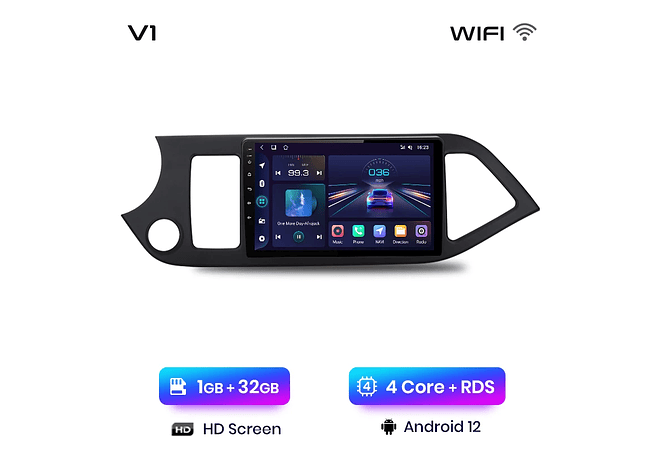 RD020 Android Kia picanto 2011-2016 1GB a 8GB RAM e 16GB a 128GB ROM com ou sem Carplay