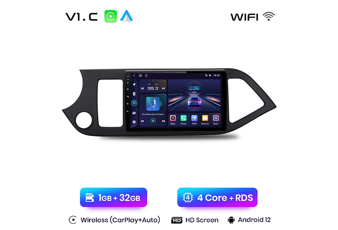 RD020 Android Kia picanto 2011-2016 1GB a 8GB RAM e 16GB a 128GB ROM com ou sem Carplay