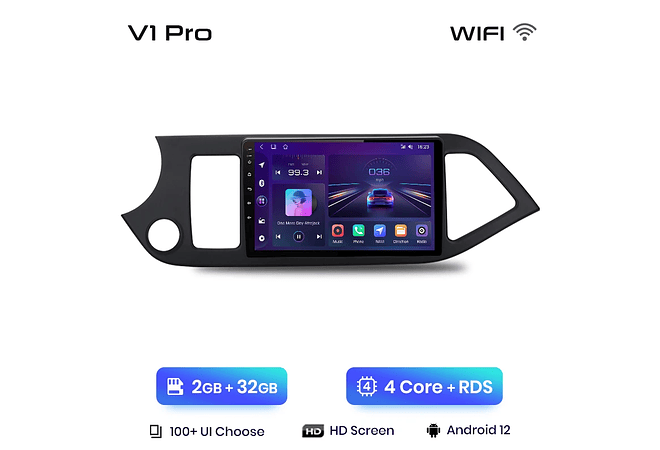 RD020 Android Kia picanto 2011-2016 1GB a 8GB RAM e 16GB a 128GB ROM com ou sem Carplay