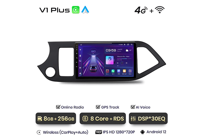 RD020 Android Kia picanto 2011-2016 1GB a 8GB RAM e 16GB a 128GB ROM com ou sem Carplay