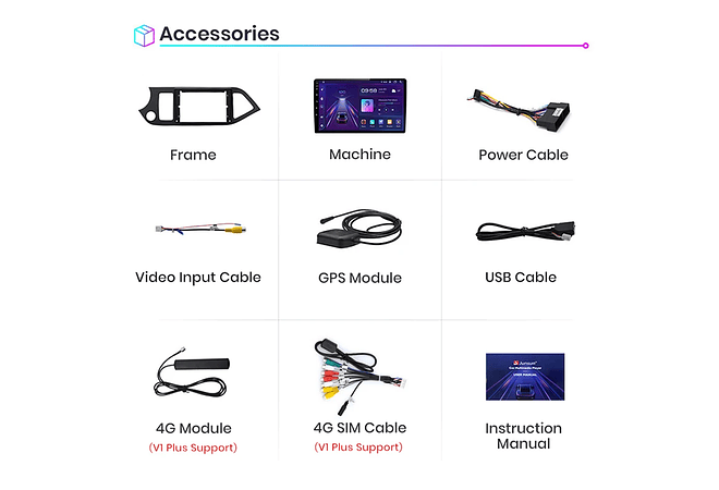 RD020 Android Kia picanto 2011-2016 1GB a 8GB RAM e 16GB a 128GB ROM com ou sem Carplay