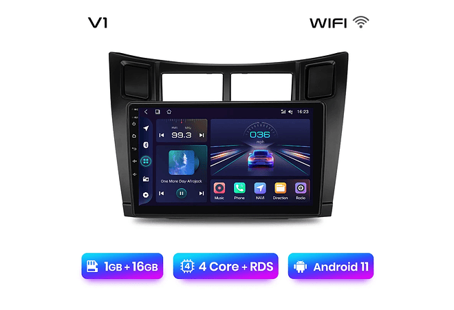 RD021 Android Toyota yaris 2005-2012 1GB a 8GB RAM e 16GB a 128GB ROM com ou sem Carplay