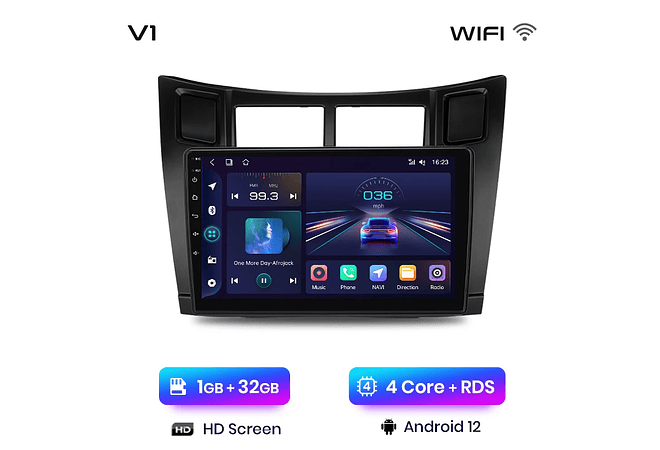 RD021 Android Toyota yaris 2005-2012 1GB a 8GB RAM e 16GB a 128GB ROM com ou sem Carplay