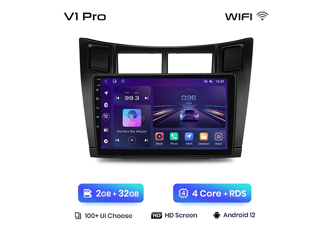 RD021 Android Toyota yaris 2005-2012 1GB a 8GB RAM e 16GB a 128GB ROM com ou sem Carplay