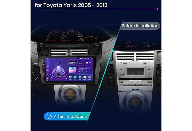 RD021 Android Toyota yaris 2005-2012 1GB a 8GB RAM e 16GB a 128GB ROM com ou sem Carplay