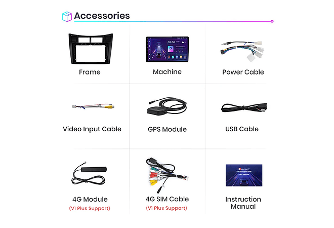 RD021 Android Toyota yaris 2005-2012 1GB a 8GB RAM e 16GB a 128GB ROM com ou sem Carplay