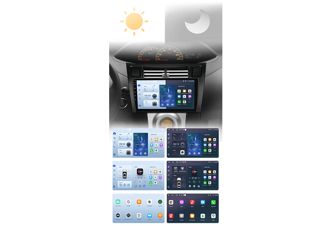 RD021 Android Toyota yaris 2005-2012 1GB a 8GB RAM e 16GB a 128GB ROM com ou sem Carplay