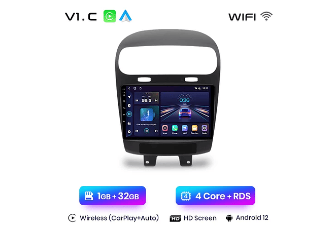 RD022 Android Dodge JOURNEY 2011-2020 1GB a 8GB RAM e 16GB a 128GB ROM com ou sem Carplay