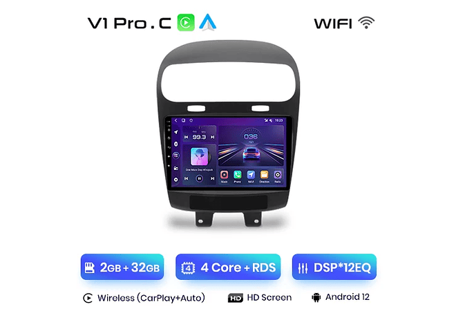 RD022 Android Dodge JOURNEY 2011-2020 1GB a 8GB RAM e 16GB a 128GB ROM com ou sem Carplay
