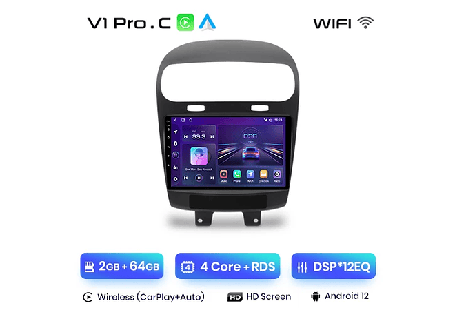RD022 Android Dodge JOURNEY 2011-2020 1GB a 8GB RAM e 16GB a 128GB ROM com ou sem Carplay