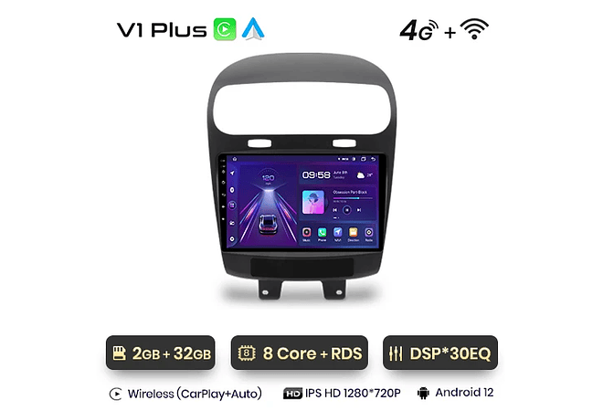 RD022 Android Dodge JOURNEY 2011-2020 1GB a 8GB RAM e 16GB a 128GB ROM com ou sem Carplay