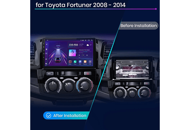 RD023 Android Toyota fortuner hilux revo vigo 2007-2015 1GB a 8GB RAM e 16GB a 128GB ROM com ou sem Carplay