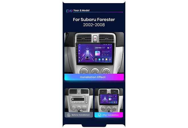 RD024 Android Subaru forester sg 2002-2008 1GB a 8GB RAM e 16GB a 128GB ROM com ou sem Carplay