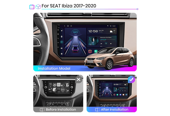 RD025 Android Seat IBIZA 2017-2020 1GB a 8GB RAM e 16GB a 128GB ROM com ou sem Carplay