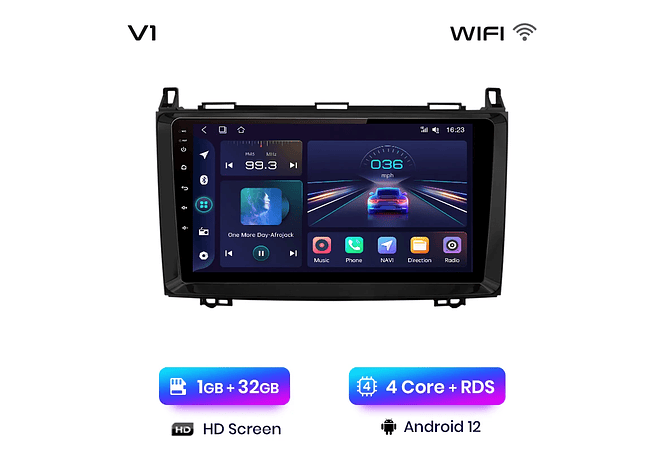 RD026 Android Mercedes w169 w245 b200 w906 sprinter w639 vito 1GB a 8GB RAM e 16GB a 128GB ROM com ou sem Carplay