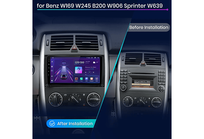 RD026 Android Mercedes w169 w245 b200 w906 sprinter w639 vito 1GB a 8GB RAM e 16GB a 128GB ROM com ou sem Carplay