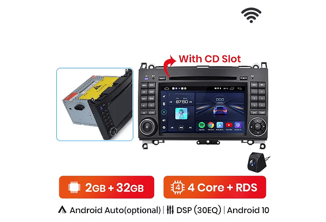 RD027 Android Mercedes b200 a b classe w169 w245 viano vito w639 sprinter w906 1GB a 8GB RAM e 16GB a 128GB ROM com ou sem Carplay