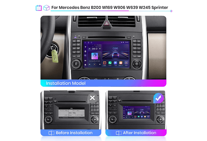 RD027 Android Mercedes b200 a b classe w169 w245 viano vito w639 sprinter w906 1GB a 8GB RAM e 16GB a 128GB ROM com ou sem Carplay