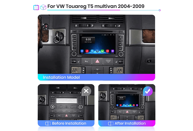 RD028 Android Volkswagen touareg 2004-2011 1GB a 8GB RAM e 16GB a 128GB ROM com ou sem Carplay